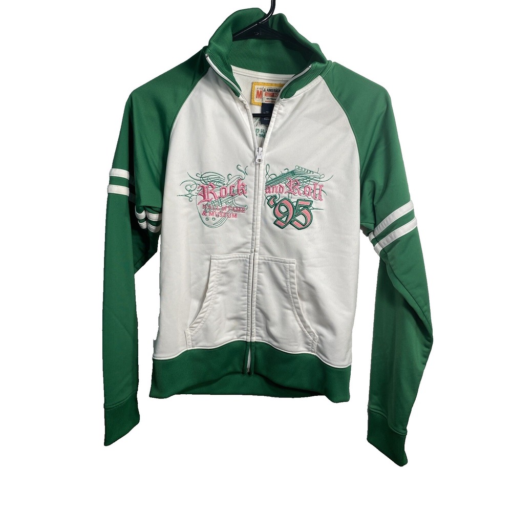 J america womens jacket size medium rock & roll hall of fame zip‎ up long sleeve